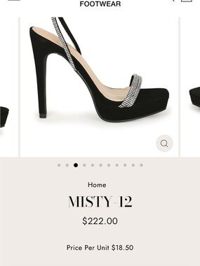 KAYLEEN By Los Angeles Black Crystal Slingback Platform Heel